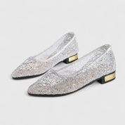Natalie Chesterbourne | Gold Lace Orthopedic Flat Loafers