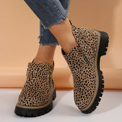 Marceline Dufort | Leopard Print Ankle Boots with Side Zipper