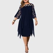 Margeline Fontverre | Purple Plus Size Lace Chiffon Midi Dress