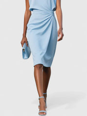 Adaline Beauremont | Navy Blue Sleeveless Keyhole Midi Dress