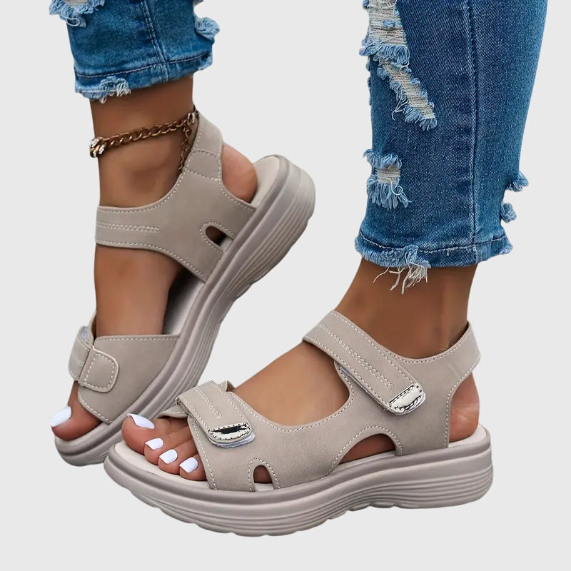 Veronique Ashgrove | Orthopedic Platform Sandals in Taupe