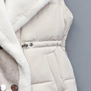 Geneviève Hartwell | Faux Fur Collar Puffer Vest in Brown