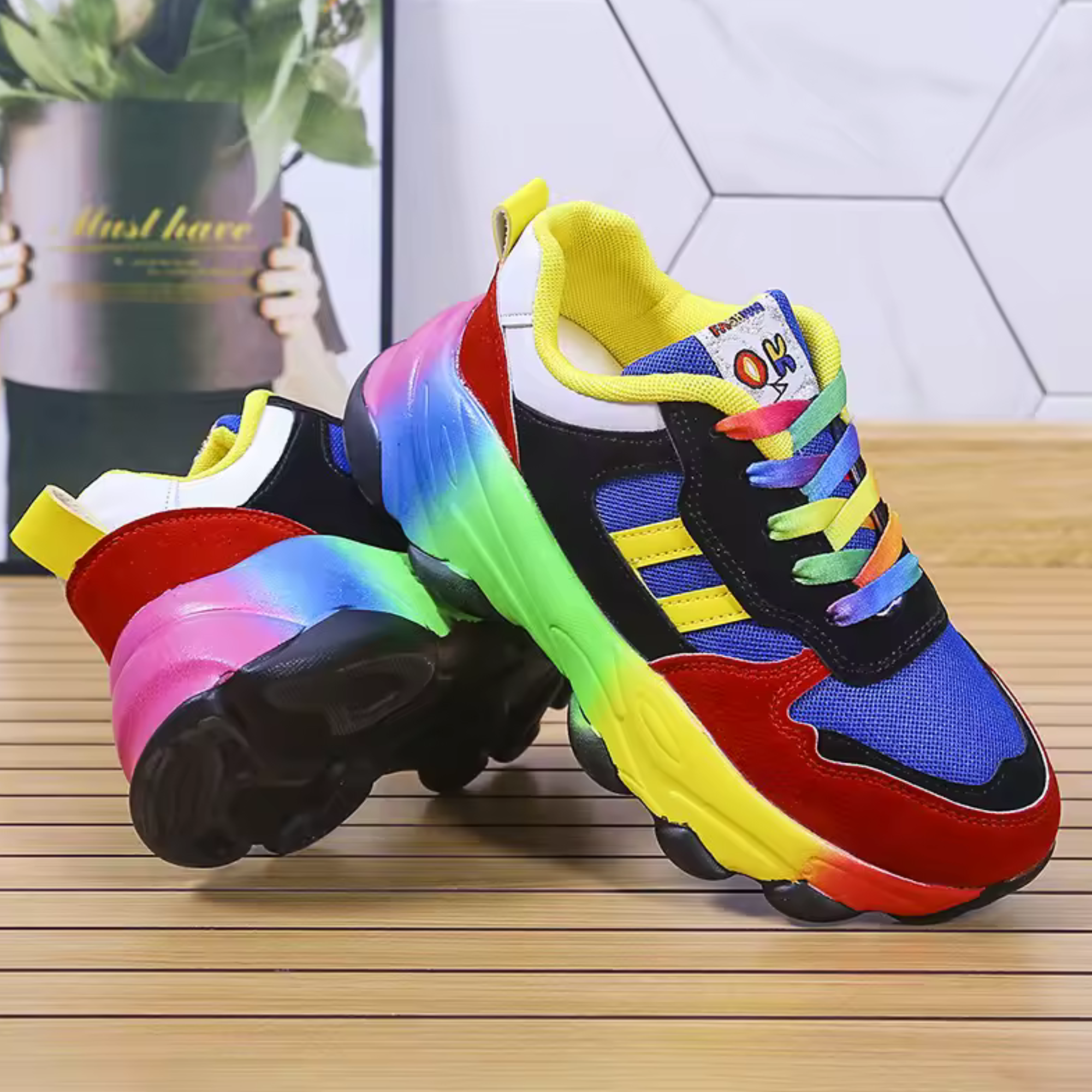 Violette Charpentier | Rainbow Platform Orthopedic Chunky Sneakers