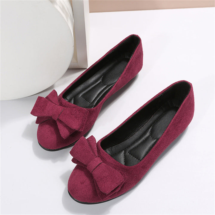 Annelise Devereaux | Olive Green Suede Bow Ballet Flats