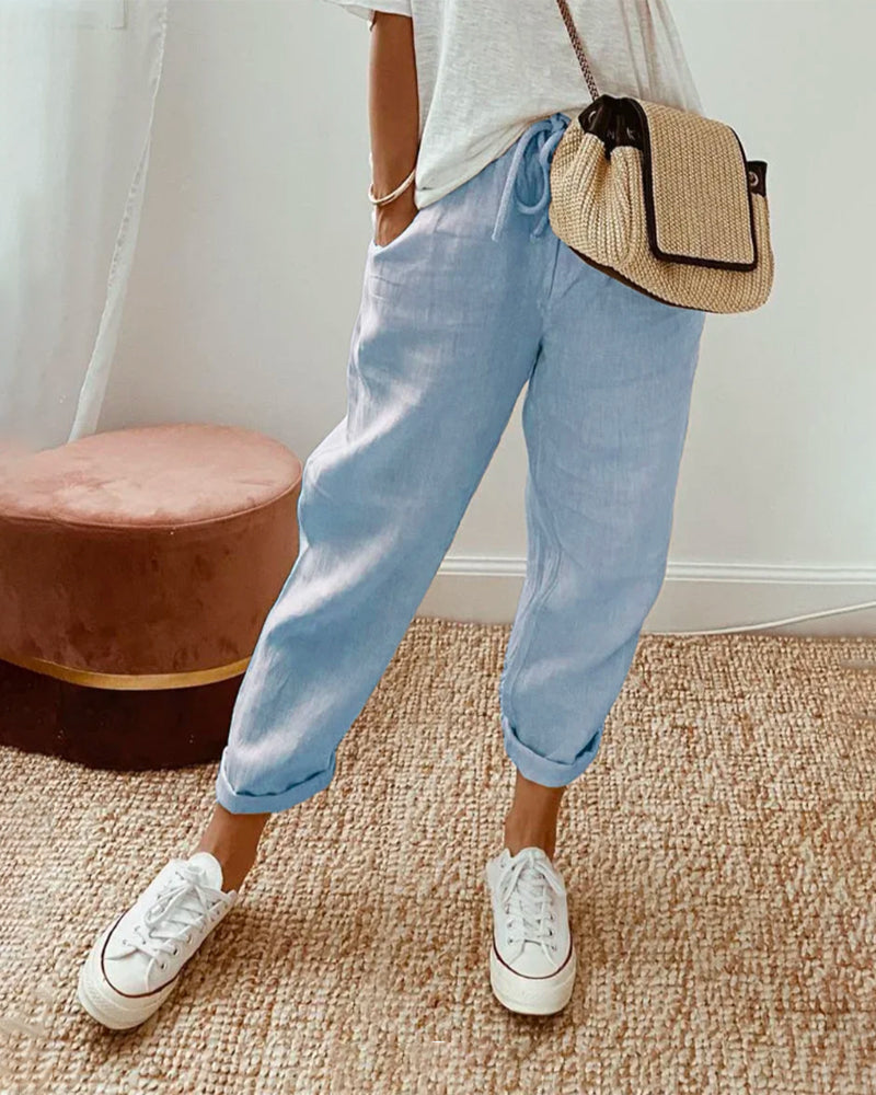 Céleste Beaumont | Lightweight Linen-Style Drawstring Pants