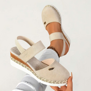 Marceline Fontverre | Beige Espadrille Wedge Orthopedic Sandals