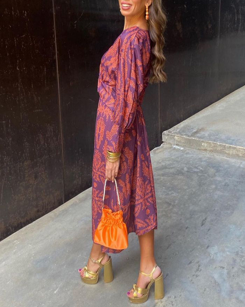 Éloise Vantremonde | Paisley Print V-Neck Long Sleeve Maxi Dress