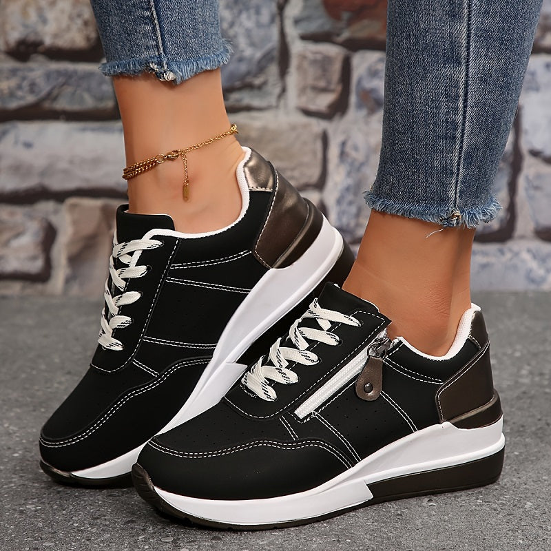 Véronique Saintclair | Women's Navy Blue Orthopedic Lace-Up Sneaker