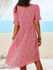 Coralie Vanbright | Blue Ditsy Floral Flutter Sleeve Smock Midi Dress