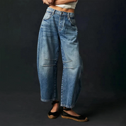 Christelle Vanbrough | High-Rise Barrel Leg Jeans in Light Acid-Wash Denim