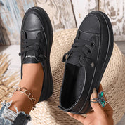 Emmeline Whitford | White Faux Leather Lace-Up Low Top Sneakers