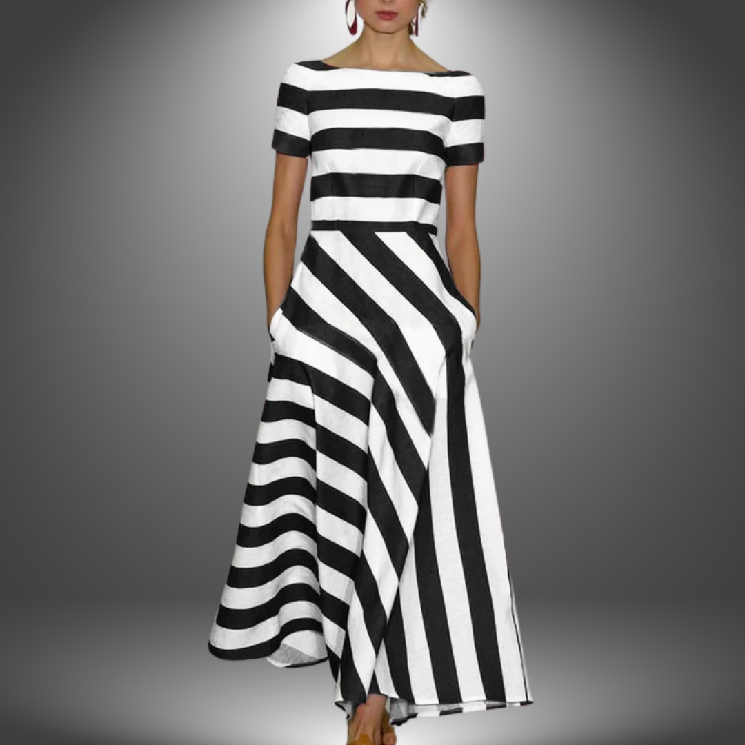 Venetia Rosamond | Red & White Striped Maxi Dress