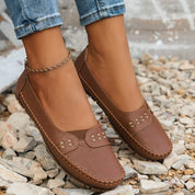 Camille Velthorpe | Beige Perforated Slip-On Comfort Flats