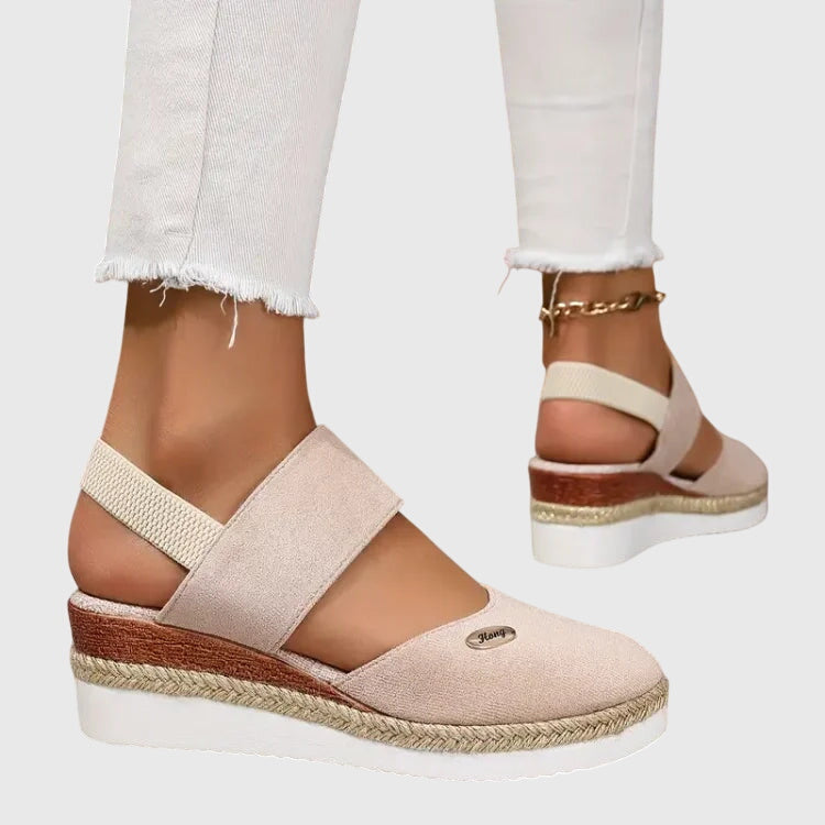 Marceline Fontverre | Beige Espadrille Wedge Orthopedic Sandals
