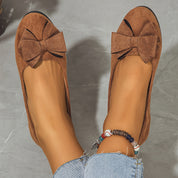Amélie Tourneau | Black Bow Detail Suede Ballet Flats