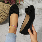Amélie Tourneau | Black Bow Detail Suede Ballet Flats