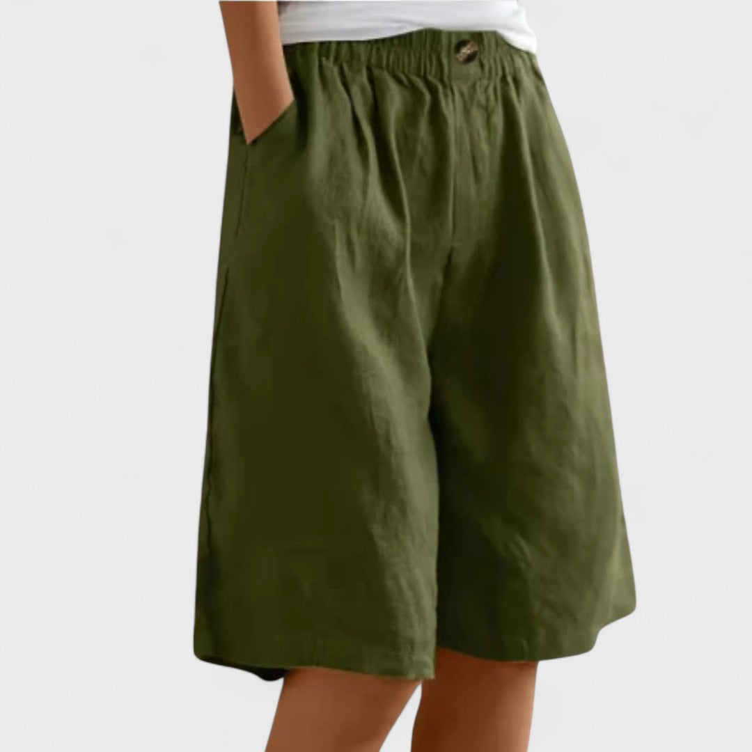 Dominique Chastelier | Army Green Linen Bermuda Shorts