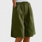 Dominique Chastelier | Army Green Linen Bermuda Shorts