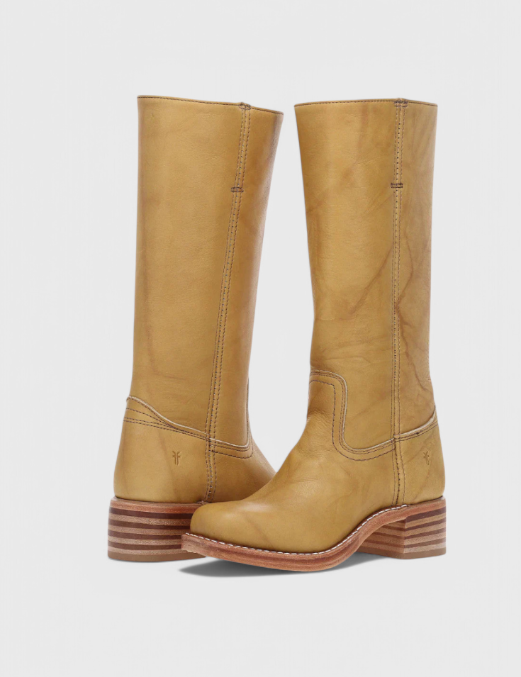 Beatrice Langford | Tan Leather Knee-High Western Boots