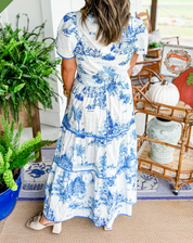 Marguerite Vosclaire | Classic Toile Maxi Dress in White & Brown