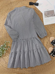 Elaine Rosecourt | Pink Gingham Button-Down Mini Dress with 3/4 Sleeves
