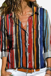 Eloise Vantremonde | Colorful Vertical Stripe Long Sleeve Shirt