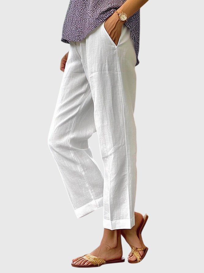 Cecile Fontarrive | White Wide-Leg Linen Trousers