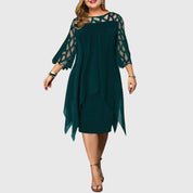 Margeline Fontverre | Purple Plus Size Lace Chiffon Midi Dress