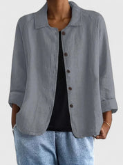 Philippa Ashmore | Pink Linen-Blend Button-Front Shirt