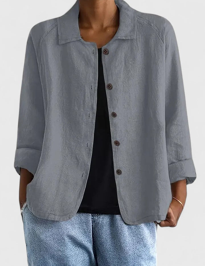 Philippa Ashmore | Pink Linen-Blend Button-Front Shirt