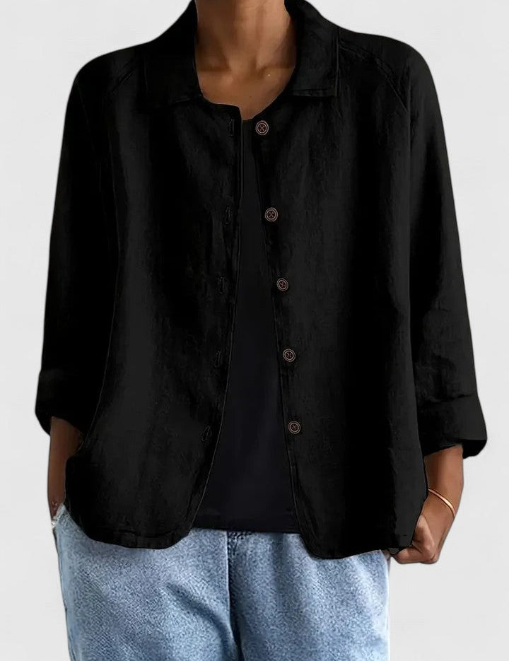 Philippa Ashmore | Pink Linen-Blend Button-Front Shirt