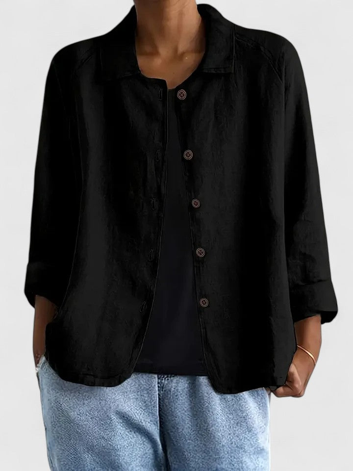 Philippa Ashmore | Pink Linen-Blend Button-Front Shirt