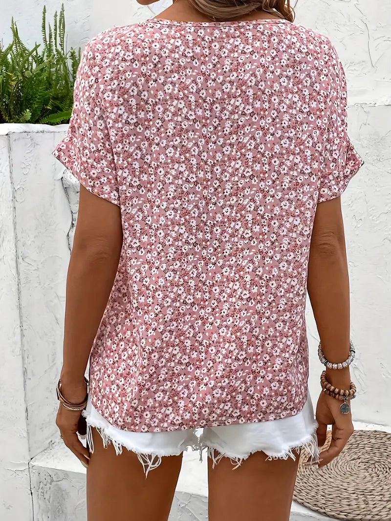Rosette Hargreaves | Pink Floral Print Button-Up Blouse