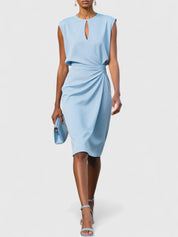 Adaline Beauremont | Navy Blue Sleeveless Keyhole Midi Dress