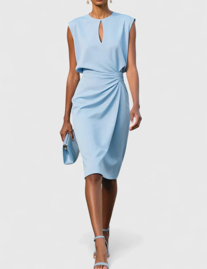 Adaline Beauremont | Navy Blue Sleeveless Keyhole Midi Dress
