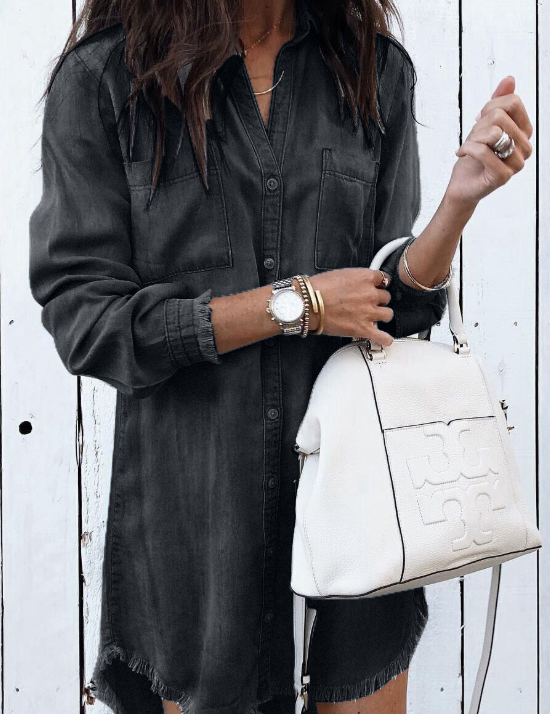 Théophile Beauclaire | Washed Denim Shirt Dress Long Sleeve