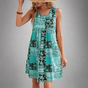 Séraphine Blackthorn | Boho Patchwork Floral Sleeveless Mini Dress