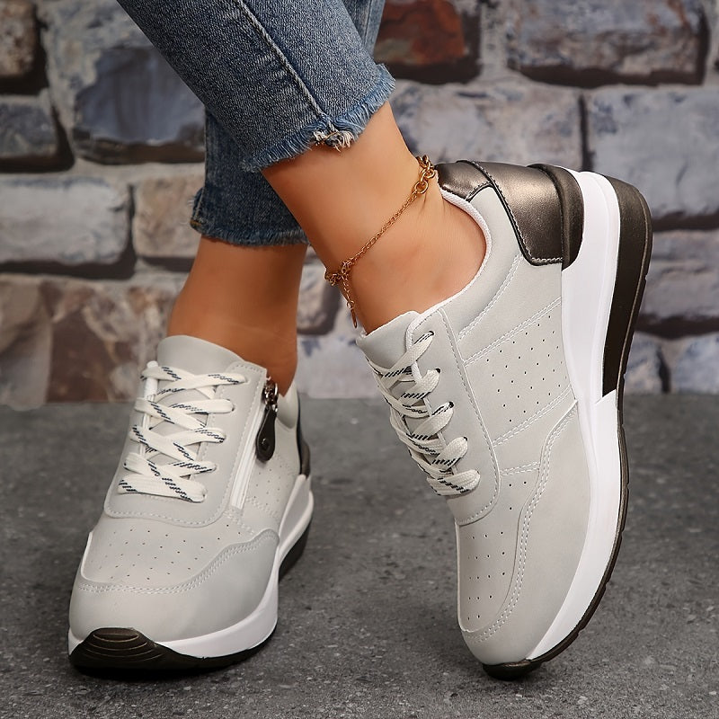 Véronique Saintclair | Women's Navy Blue Orthopedic Lace-Up Sneaker