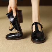 Vivienne Marcourt | Leather T-Strap Mary Jane Shoes with Brogue Detail
