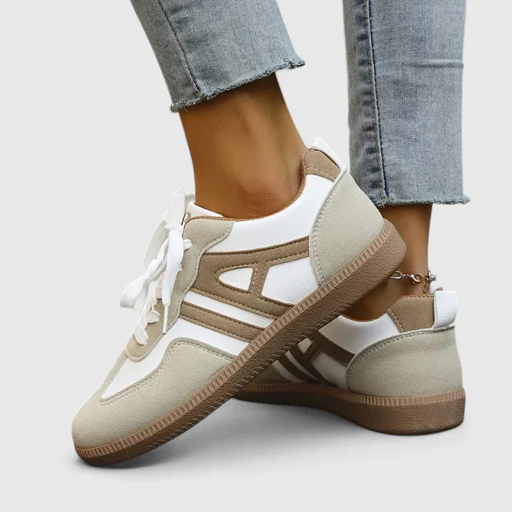 Ceceline Montvaux | Orthopedic Lace-Up Sneakers in Beige & White