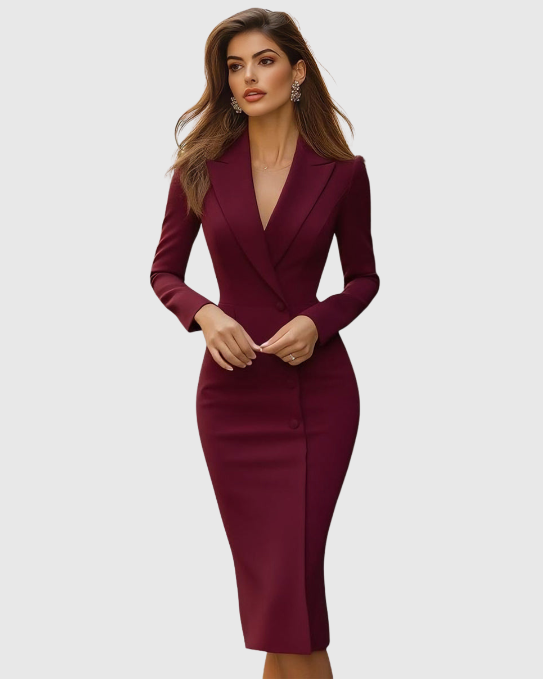 Emmeline Vauvray | White Blazer-Style Tailored Midi Dress