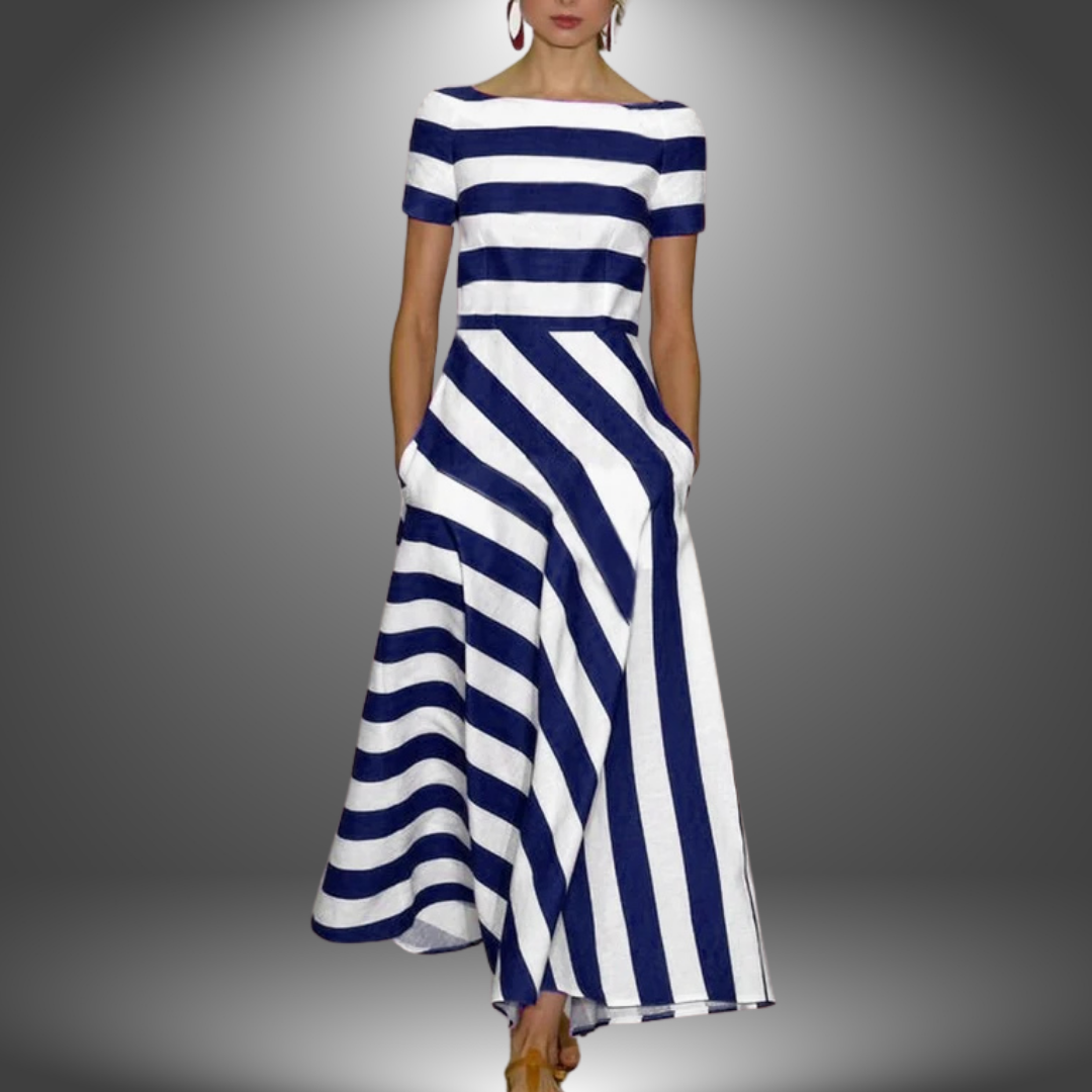 Venetia Rosamond | Red & White Striped Maxi Dress