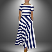 Venetia Rosamond | Red & White Striped Maxi Dress