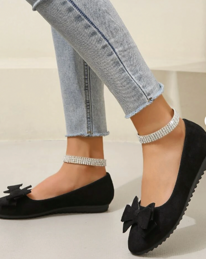 Annelise Devereaux | Olive Green Suede Bow Ballet Flats