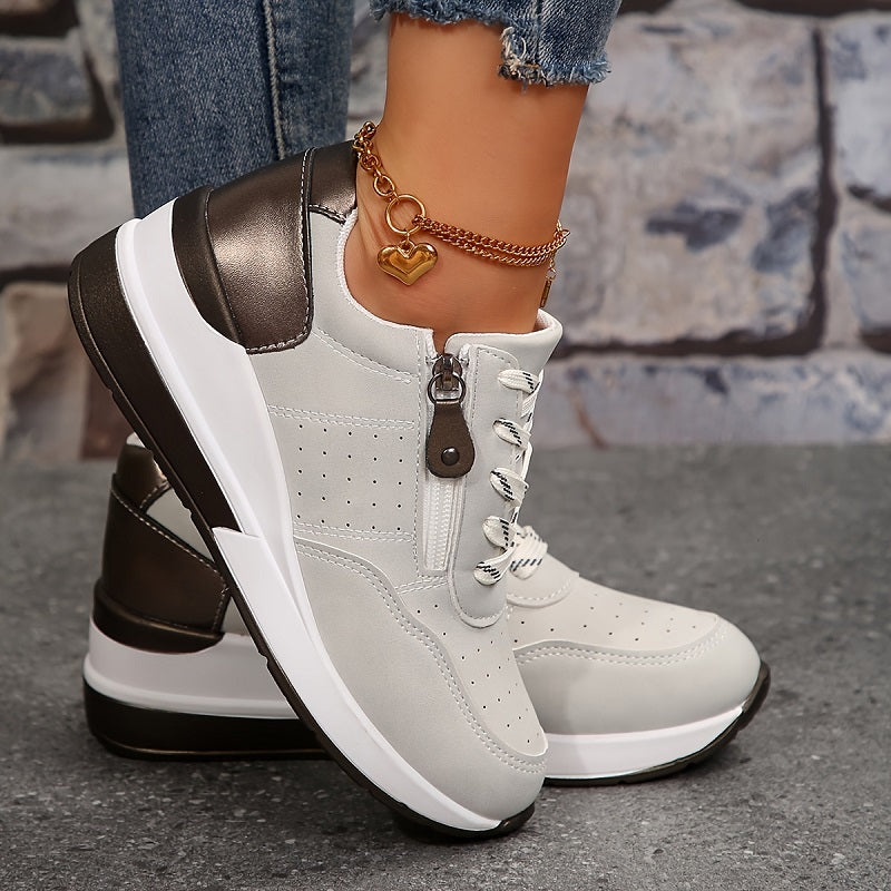 Véronique Saintclair | Women's Navy Blue Orthopedic Lace-Up Sneaker