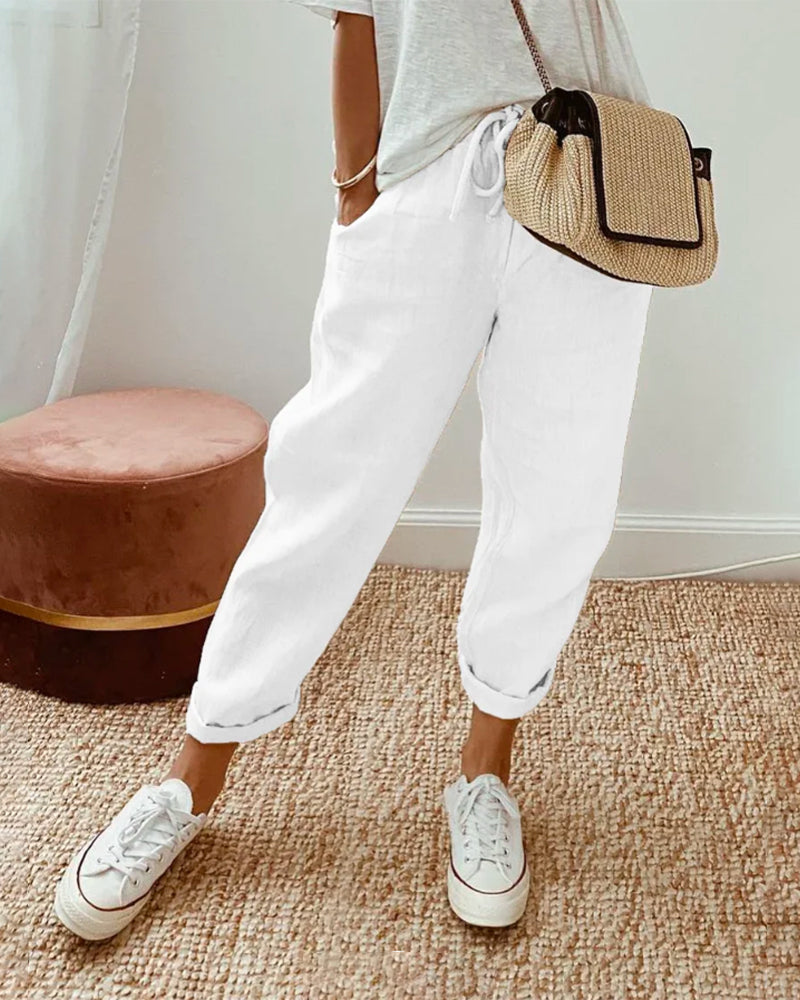 Céleste Beaumont | Lightweight Linen-Style Drawstring Pants