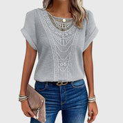 Isabeau Lennox | Cream Lace Detail Waffle Knit Top