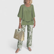 Eliane Vosbourne | Floral Print Wide-Leg Pants Matching Set