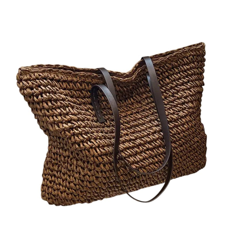 Margaux Delacroix | Spacious Woven Straw Beach Tote Bag