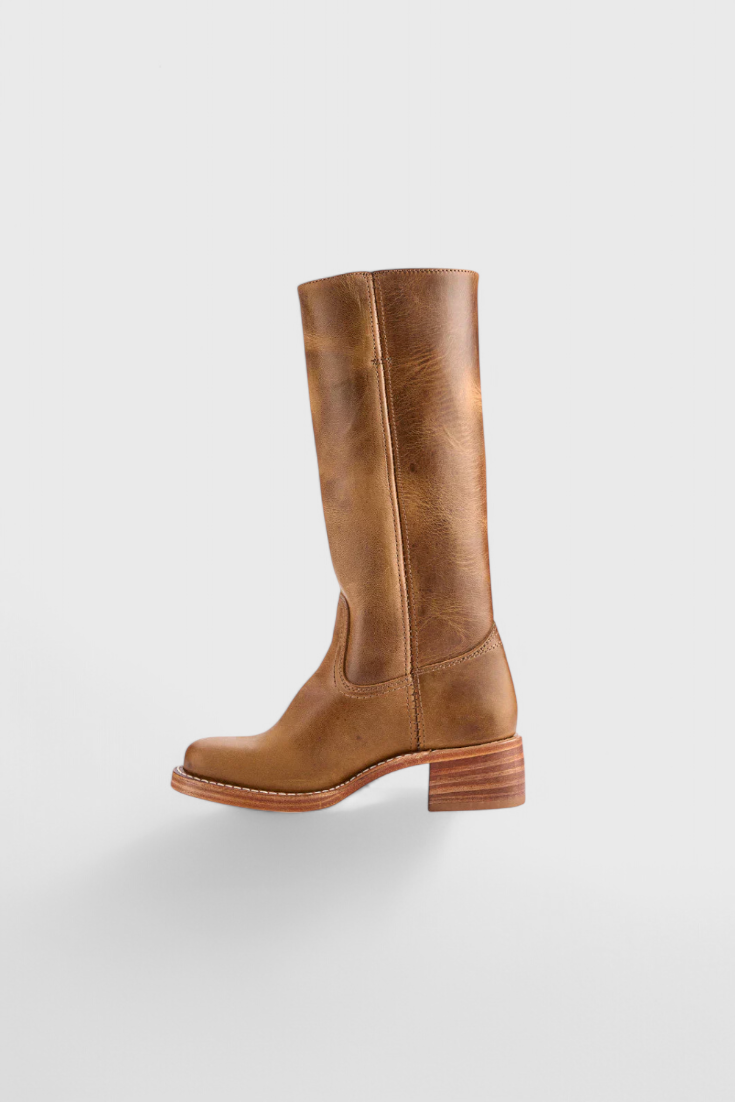 Beatrice Langford | Tan Leather Knee-High Western Boots